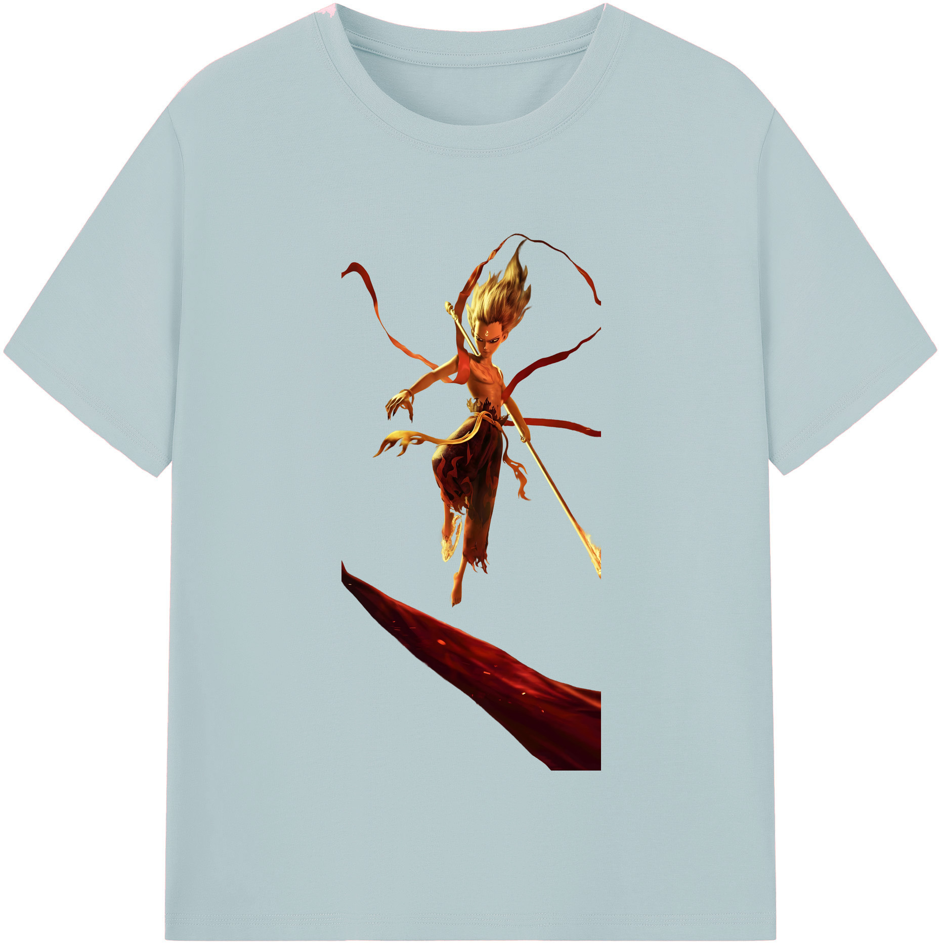 （画像用） Ne Zha 2 ナタ 魔童の大暴れ 綿100％半袖Tシャツ（フロントプリント）